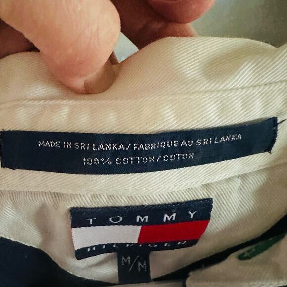 Vintage Tommy Hilfiger Navy Rugby Style Collared Crew Neck Shirt size Medium - Picture 2 of 9